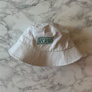 KCRW 88.9 White Bucket Hat Blue Embroidery Santa Monica Los Angeles Public Radio